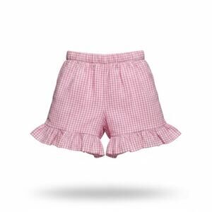 Blanks Boutique Girls Pink Gingham Ruffle Shorts Size 6 Elastic Waist Cotton